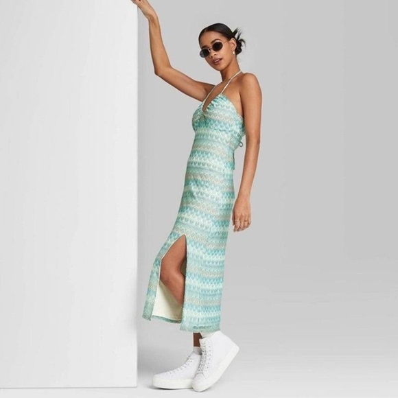 wild fable Dresses & Skirts - Crochet knit Bodycon Slip Dress Wild Fable Aqua Blue,midi dress, summer …